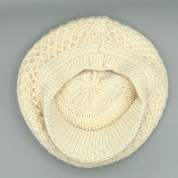 Adora Womens Angora Beret Hat Cap Rabbit Hair Blend Cream Knit BOHO OS One Size - Picture 8 of 10